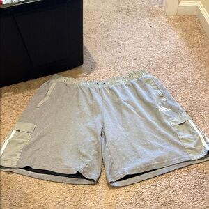 adidas Men’s Light Gray Athletic Cargo Shorts